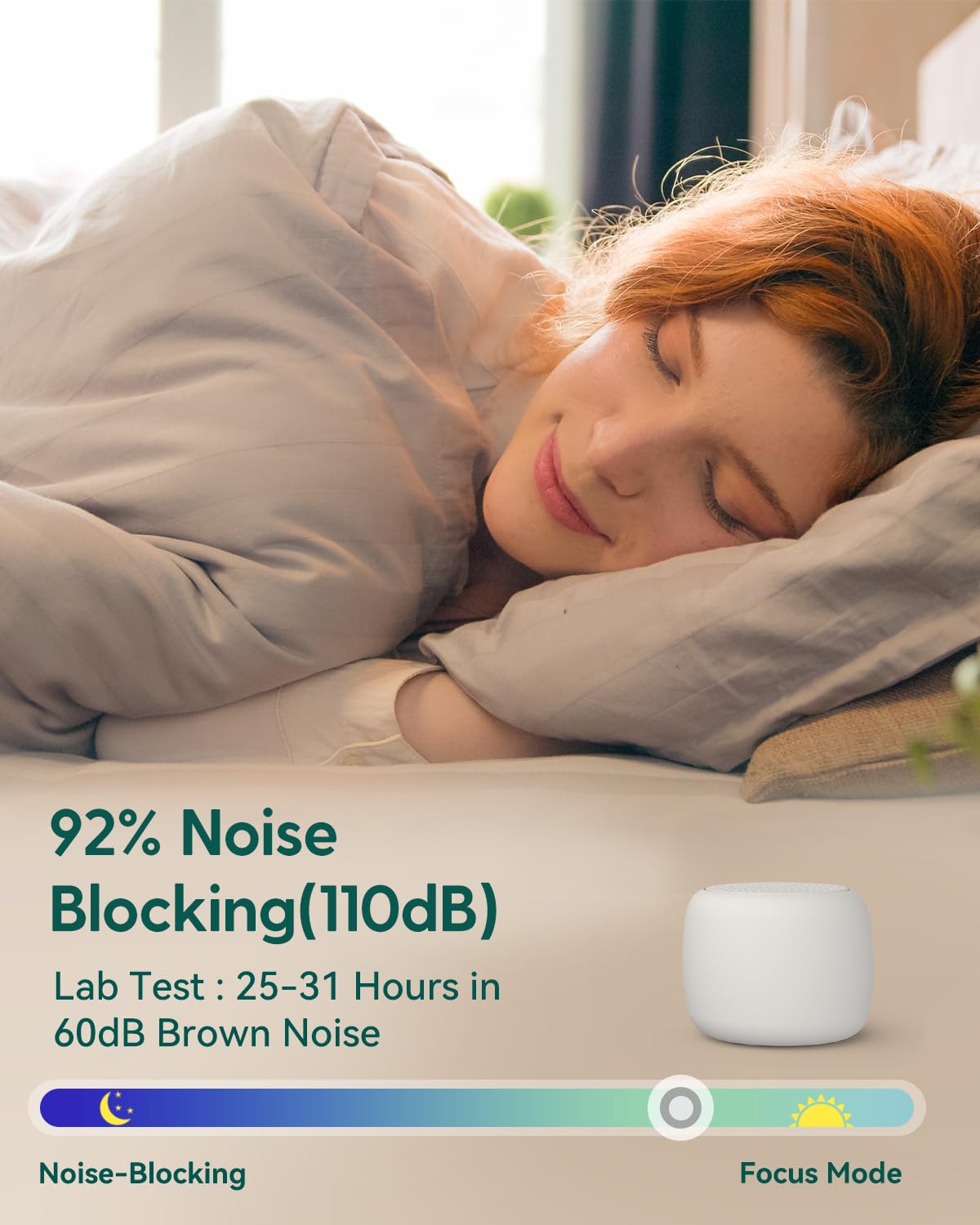 Babelio White Noise Sound Machine for Adults Kids Baby, Mini, 15 Non-looping Sounds, Timer, Memory Function, Easy to Pocket and Travel White