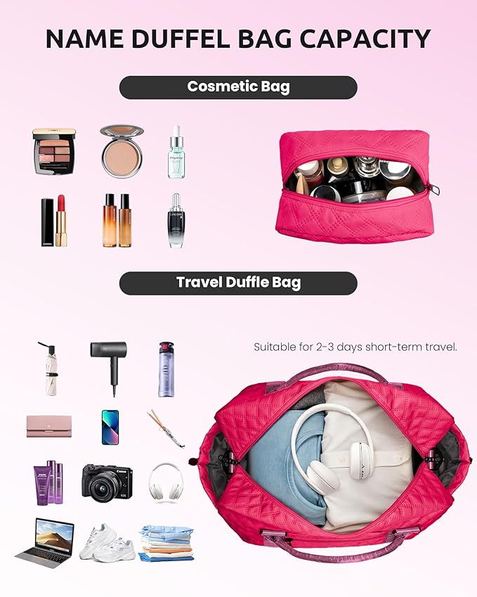 Vogewood Gifts for Teen Girls 12-14, Birthday Gift-Initial Travel Bag with Shoe Compartment, Personalized Weekender Bag, Monogram Overnight Bag for Women, Letter Travel Bag with Makeup Bag (Letter M)