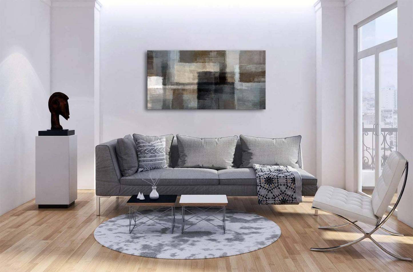 Cao Gen Decor Art A62450 Canvas Prints Abstract Wall Art Print Paintings Grey and Brown Home Decor Framed Ready to hang for Living Room Bedroom and Office Home Kitchen Artwork