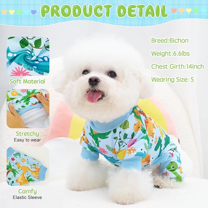 XPUDAC 4 Pack Dog Pajamas Soft Strechy Summer Doggie Clothes for Small Medium Dogs Boy Girl Cat Apparel, 4XL