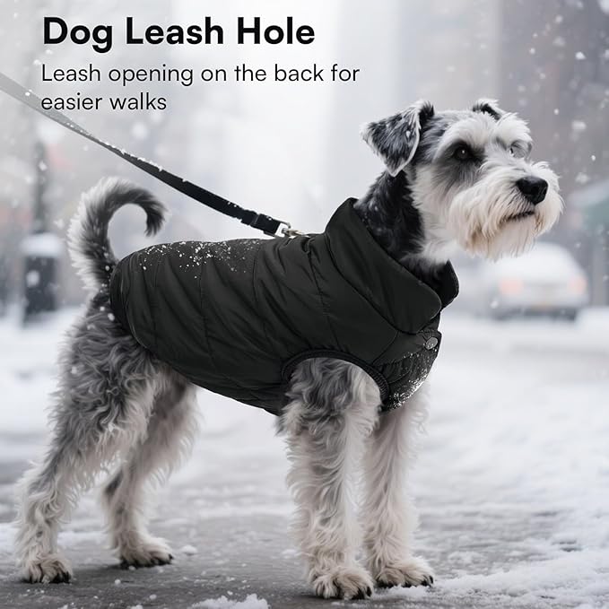 ASENKU Windproof Dog Winter Coat Waterproof Fleece Jacket Cold Weather Pet Apparel for Small Medium Large Dogs (Black, M)