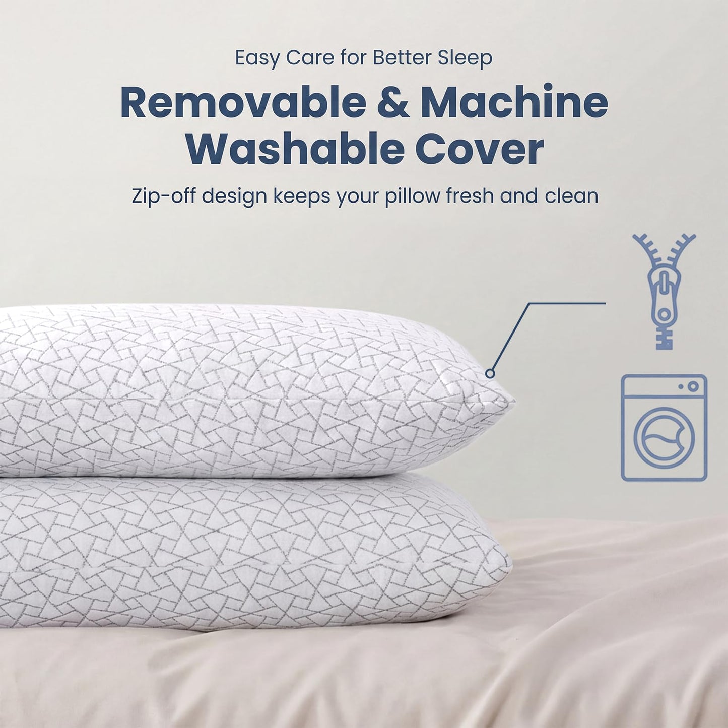 Meoflaw Adjustable Memory Foam Pillows: 2 Pack Queen Size Shredded Foam Bed Pillow for Sleeping with Removable & Washable Pillowcase for All Sleep Positions