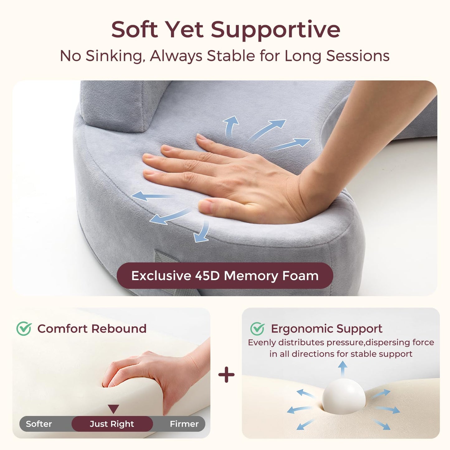 Momcozy Innovative Safety Guard Nursing Pillow - Firm & Springy Memory Foam - Stable, Ergonomic Support & Comfort - Wider Breastfeeding Cushion, Adjustable, Removable Cover, Baby Safety Certified