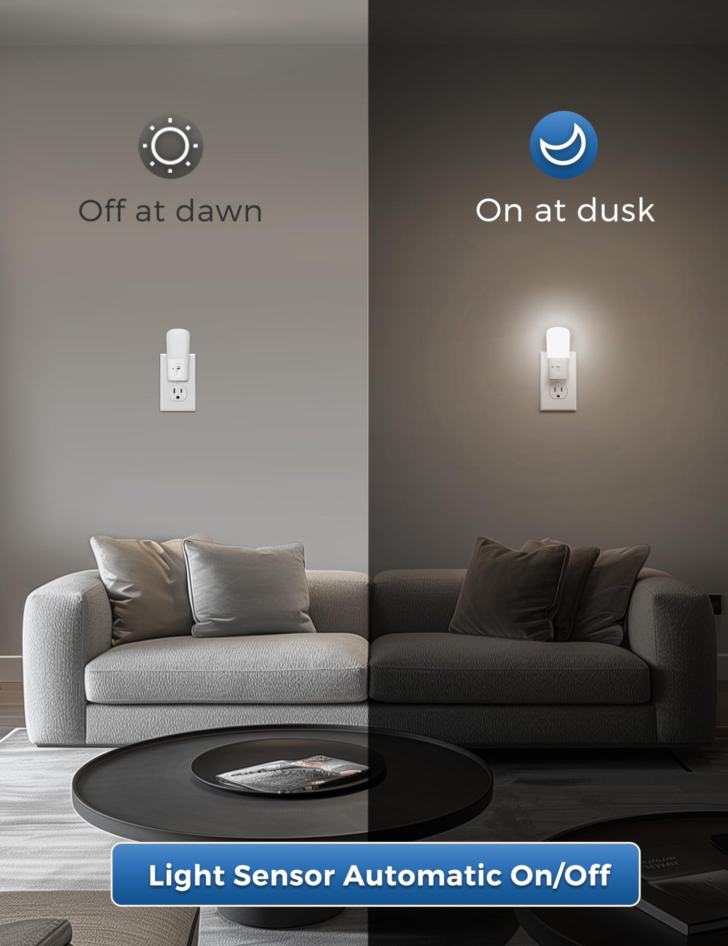 L LOHAS LED Dimmable Night Light[4 Pack], Plug in Night Light with Dusk to Dawn Sensor, Daylight 5000k from 0-80 LM Brightness Adjustable, Bright Mini Wall Night Light for Kids Room, Stairway