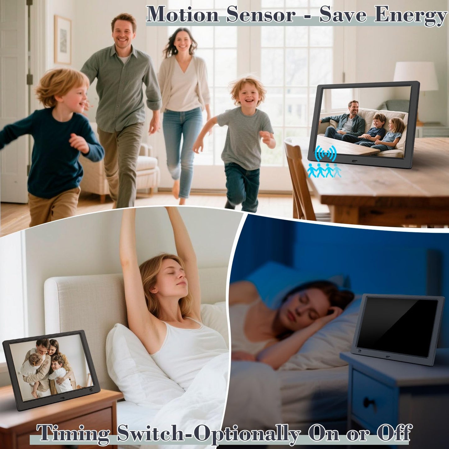 KECAG 10.1" Digital Picture Frame, 1080P IPS Digital Photo Frame, No WiFi/App Needed, Plug & Play SD Card & USB, Remote & Motion Sensor, Photos/Videos/Music, Free 32GB USB