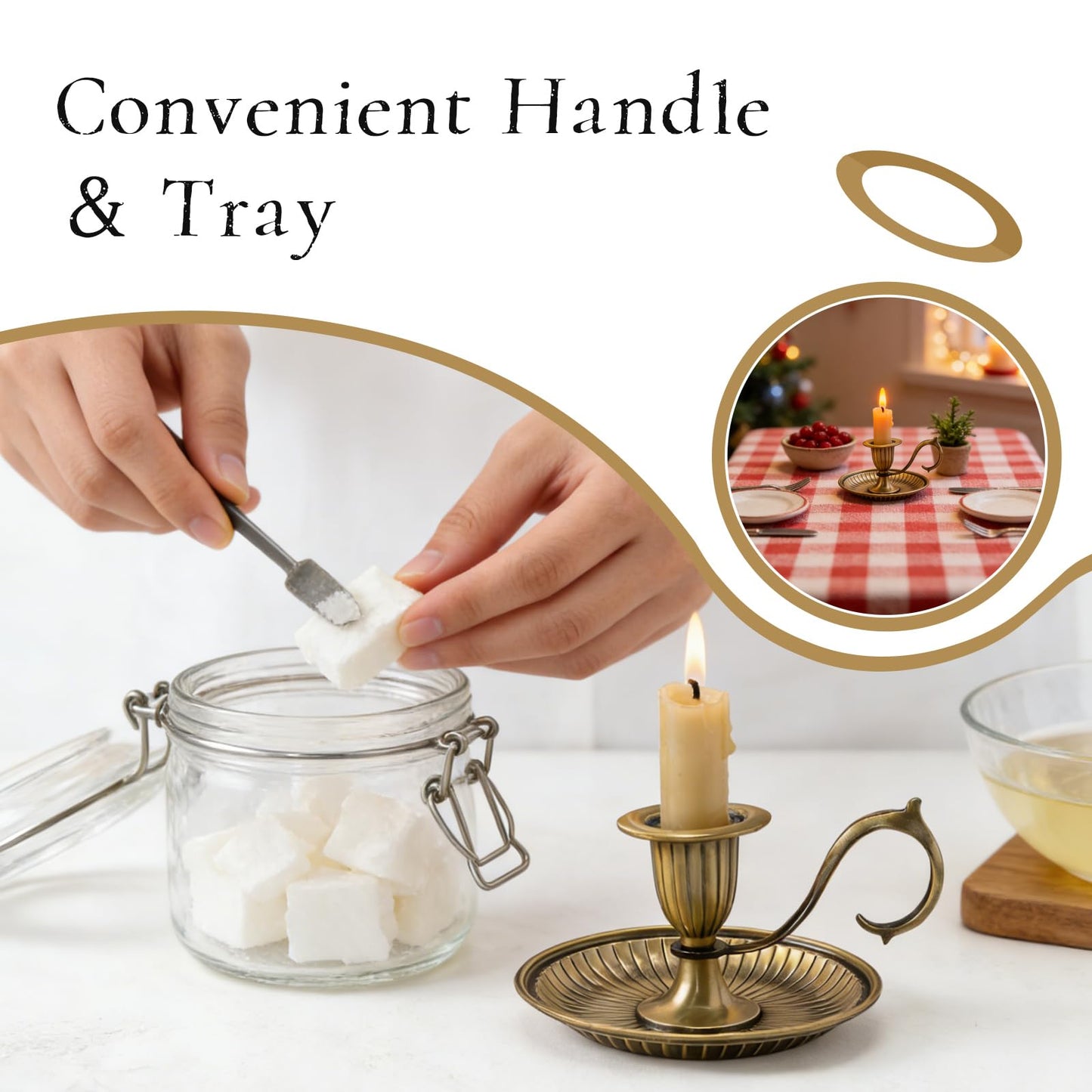 Candle Holder with Handle, Antique Candle Holder – Centerpiece for Party Tables, Wedding Table & Home Decor Gift (4.72×1.97×2.56 Inches)