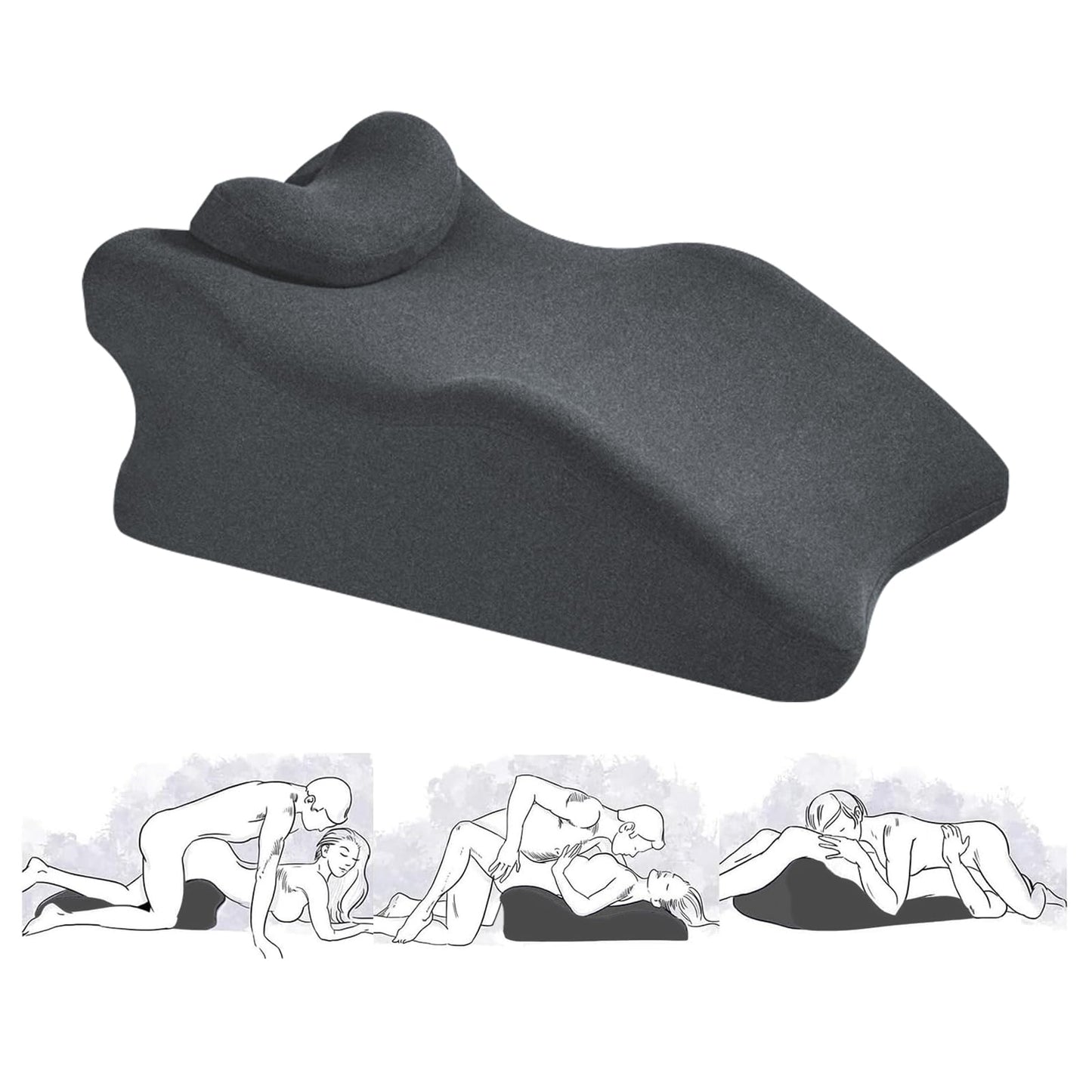 YSOGTDE Memory Foam Wedge Pillow for Sleeping, Reading and Back Support, Intimacy Pillow Ergonomic Bed Pillow for Acid Reflux, Back Pain Relief with Washable Cover- Dark Grey