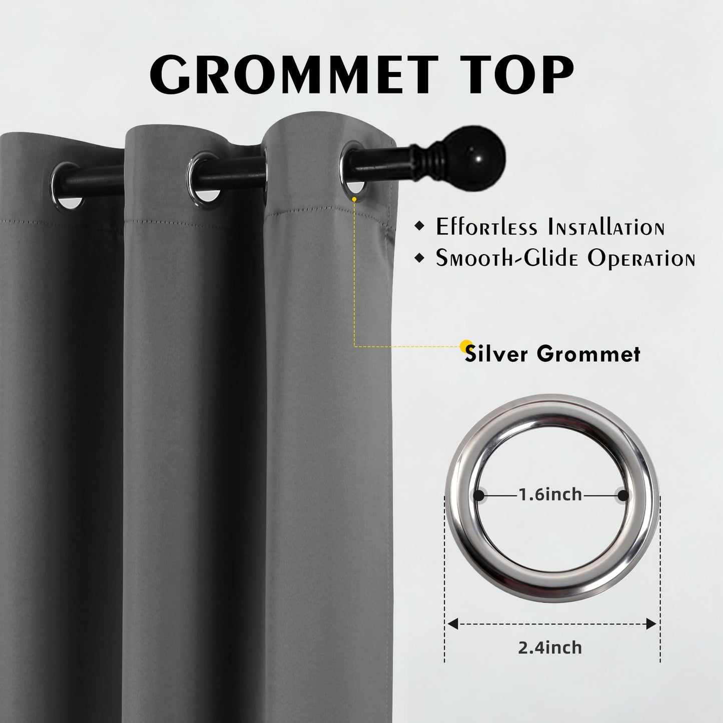 4-Panel-Curtain Room Darkening, 84 Inch Length for Bedroom Living Room, Insulated Thermal Grommet Curtain Drapes, Blackout(60-90%,Not 100%) Window Treatment Decor, Pack of 4, 52x84, CharcoalGrey