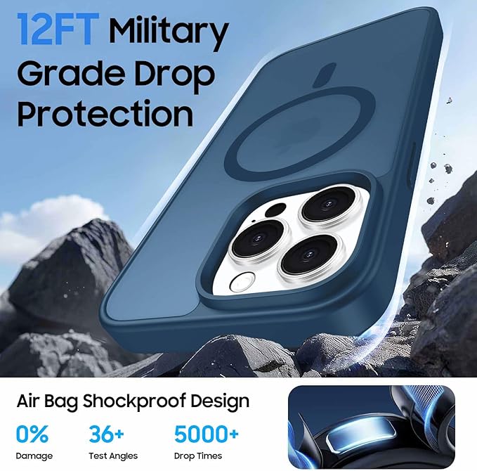 Ntwinro Magnetic for iPhone 14 Pro Max Case (Compatible with MagSafe) with Detachable Wallet & Card Holder for 3 Cards [RFID Blocking] Military Grade Protective Slim Phone Cover, Deep Blue