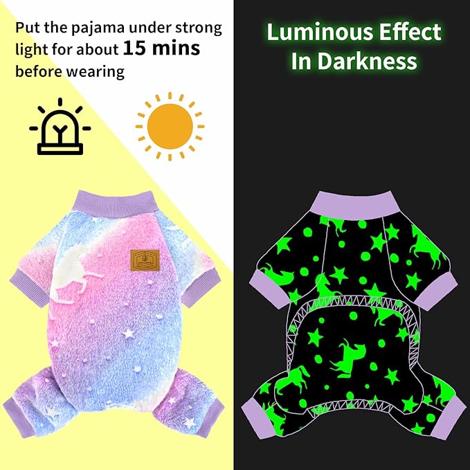 XPUDAC Dog Sweater Glows in The Dark Fleece Pajamas for Small Medium Dogs Girl Boy Puppy Clothes for Halloween Christmas Winter(2X-Large)