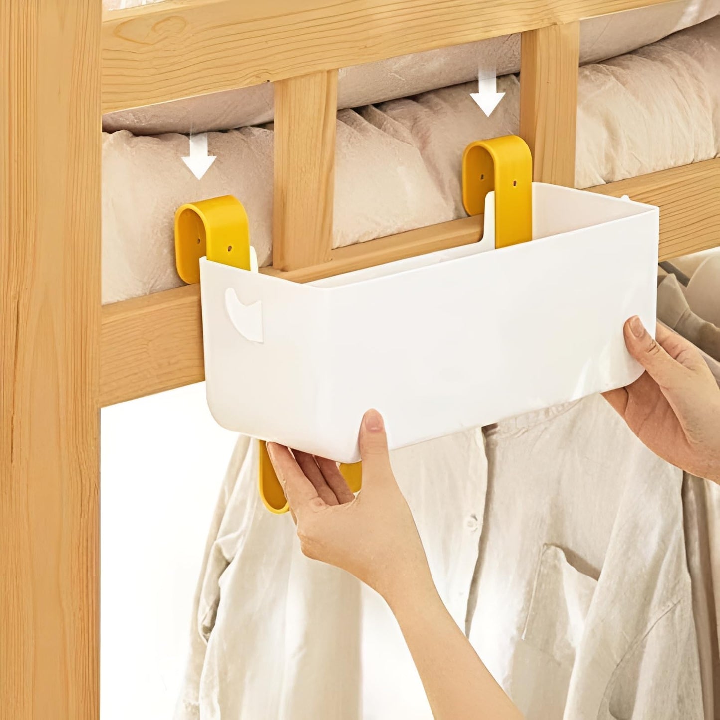 GWEOBZ Bunk Bed Shelf for Top Bunk Bedside Shelf Accessories for Kids Bunk Bed Caddy with Hooks for Bed Rail
