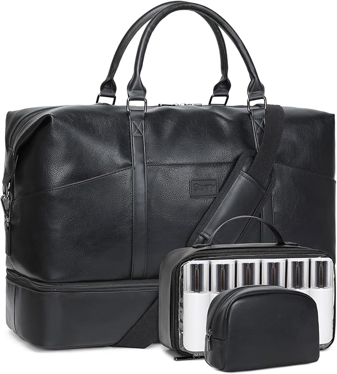 Weekender Bag, Large Travel Duffel Bag for Women, Carry on Overnight Bag with Shoe Compartment and Toiletry Bags