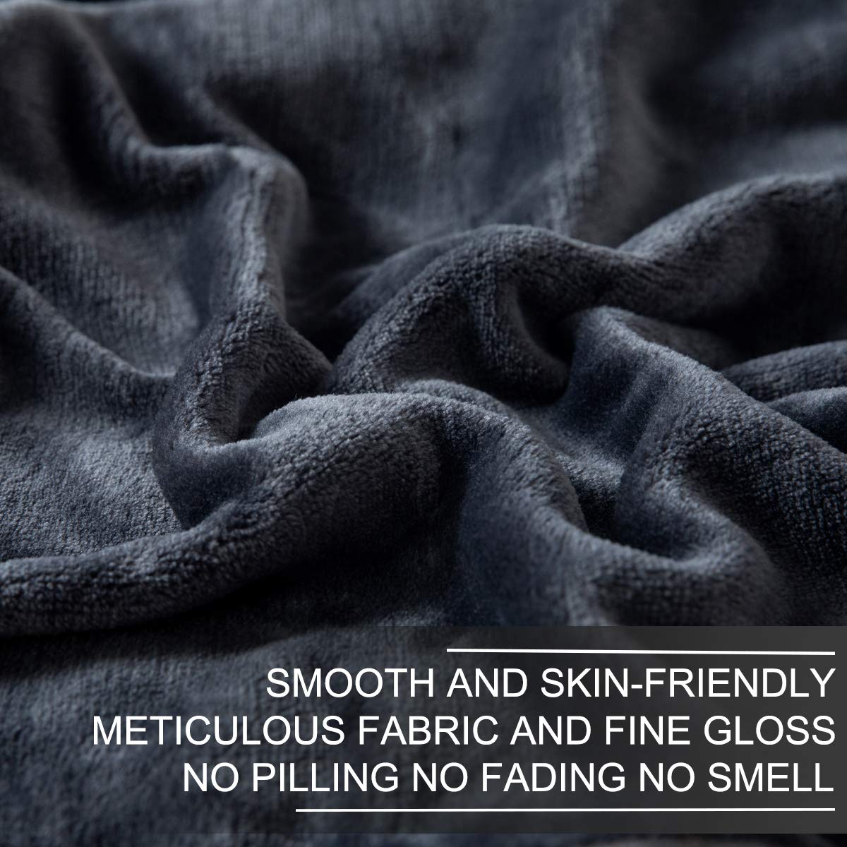 Fleece Blanket Queen Size for All Season 350GSM - Premium Lightweight Anti-Static Throw for Queen/Full Size Bed Extra Soft Brush Fabric Warm Sofa Thermal Blanket 90" x 90"(Dark Gray Queen)