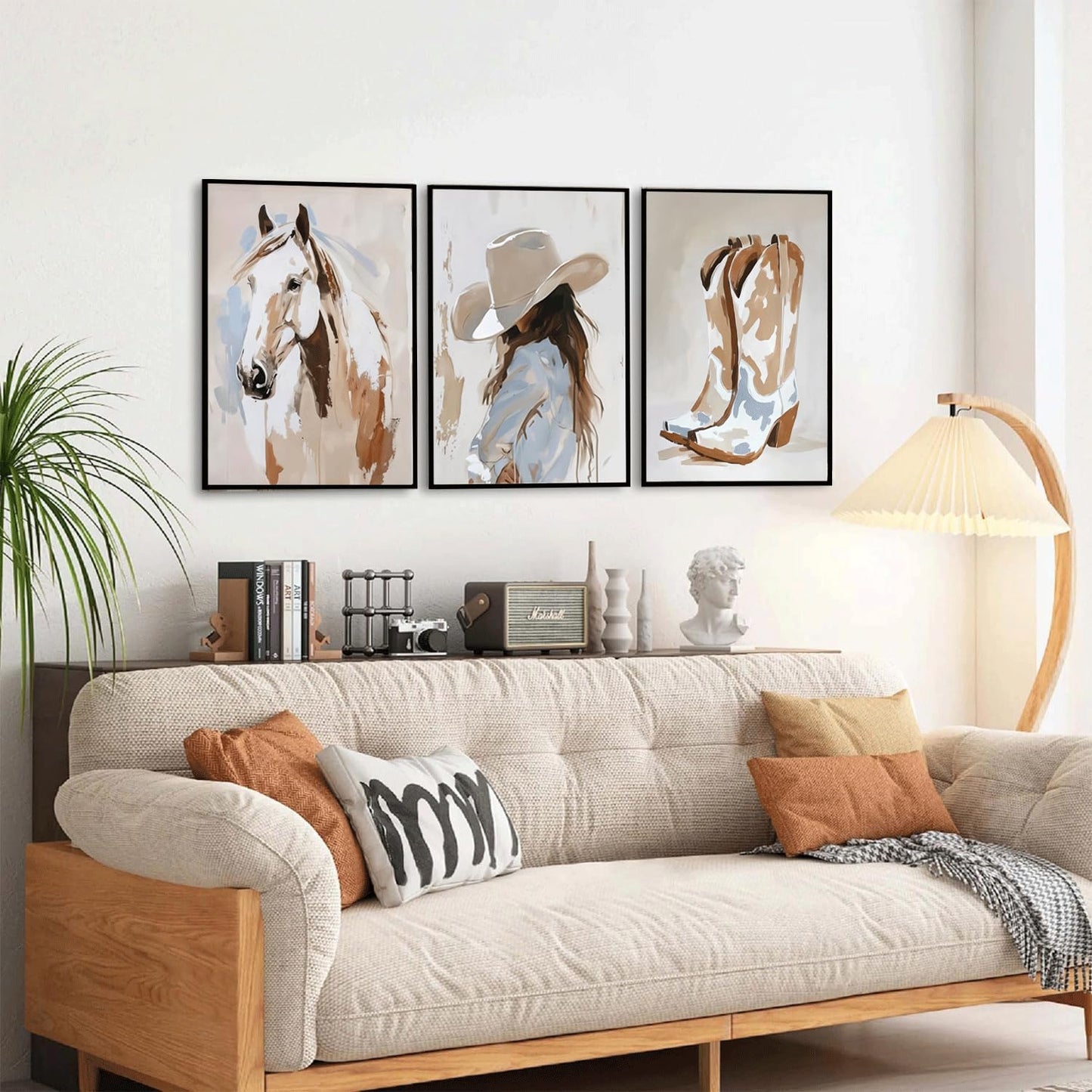 3Pcs Cowgirl Wall Art horse pictures wall decor cowboy boot Wall Decor Pictures western girls bedroom Canvas Posters Printsfor Room Bedroom Dorm Home Decoration 12x16in Unframed