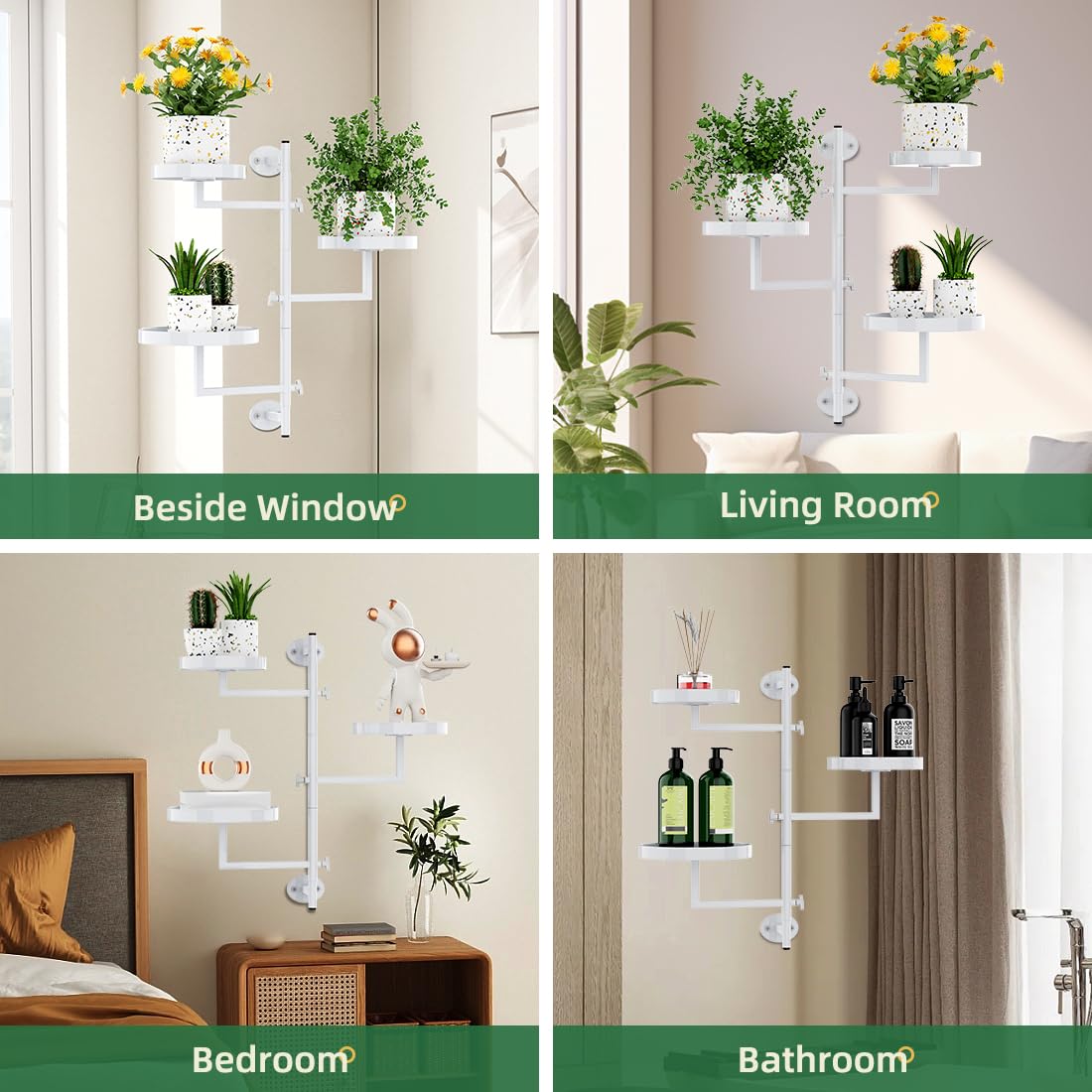 Gaoymsym Rotating Window Plant Shelves Plant Shelf Indoor Metal Plant Stand Rotating Window Shelf for Plants 3 Tier Plant Stand Wall Plant Holder Wall Planters