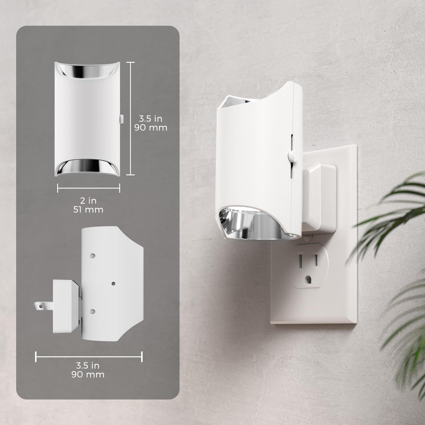 L LOHAS LED Night Light, Night Lights Plug into Wall, 5000K Daylight White, Dimmable Night Light 0-100LM with Light Sensor, Plug in Night Light for Hallway Bathroom Kitchen, 2 Pack