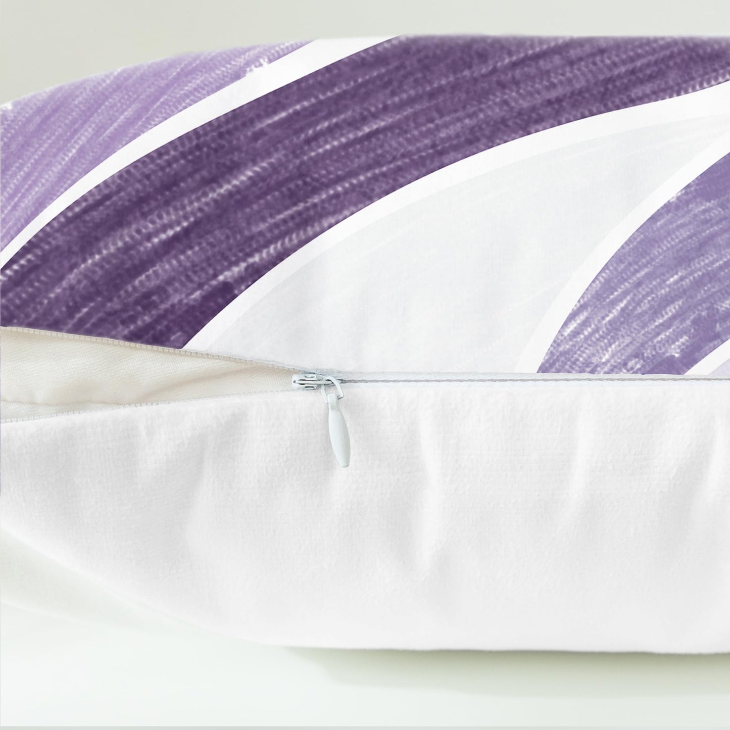 CaliTime Throw Pillow Covers Decorative 18 X 18 Inches Pack of 2 Cozy Fleece Two-Tone Abstract Sea Wave Geometric Cushion Cases for Couch Bed Sofa Farmhouse Decoration Deep Purple Grey