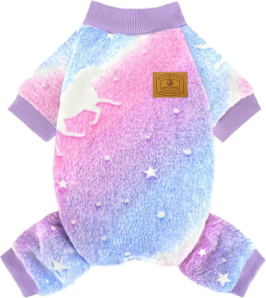XPUDAC Dog Sweater Glows in The Dark Fleece Pajamas for Small Medium Dogs Girl Boy Puppy Clothes for Halloween Christmas Winter(Medium)
