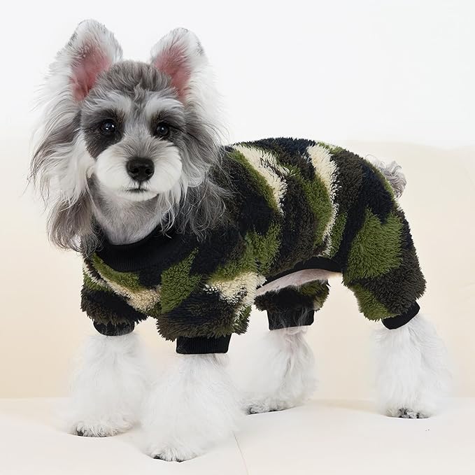 XPUDAC Dog Sweater, Dog Winter Clothes for Small Medium Dogs Girl Boy Fleece Doggy Pajamas for Winter Christmas, Camouflage, X-Small
