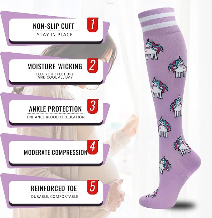 fenglaoda Compression Socks for Women Men 3 Pairs Graduated Compression Support Circulation Socks for Nurses