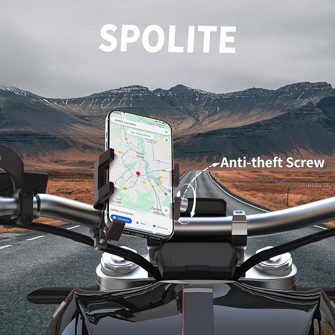 Bike Motorcycle Phone Mount,Aluminum Bike Phone Holder Handlebar [Anti-Shake],360° Bike Cell Holder for 4.7-7 Inch Smartphones Bike Motorcycle