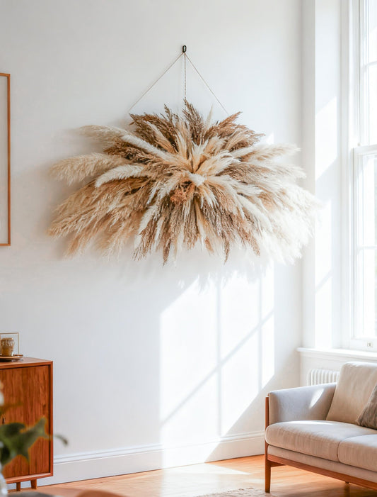 Large Boho Decor Pampas Grass Wall Decor - Need to Assembled