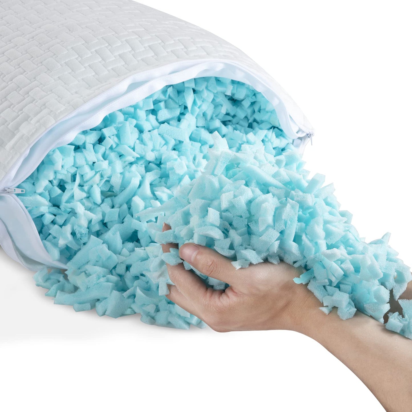 HOMBYS 2 Pcs Extra Firm Bed Pillows for Sleeping, Shredded Memory Foam Pillows Queen Size, for Side, Back, Stomach Sleepers, 40% Viscose Derived from Bamboo Cooling Cover