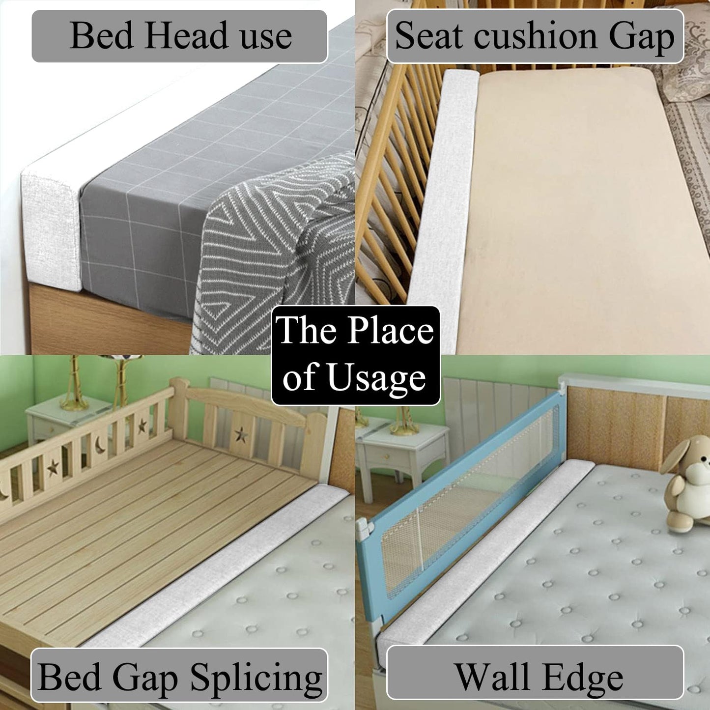 Barpoullar 54x8x4 Inch Headboard Gap Filler with Foam Space Filler Between Bed and Wall Bolster Pillow Bed Gap Filler Full Size, Beige