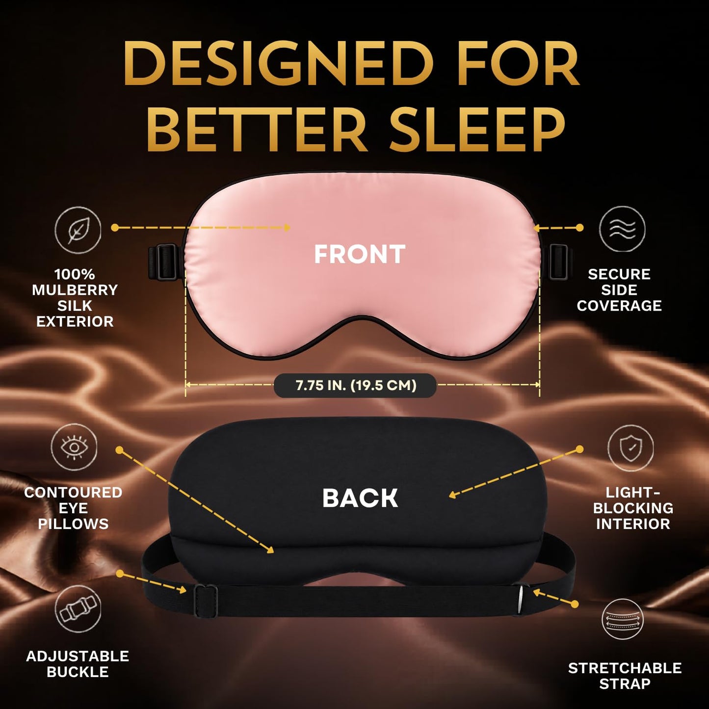 SLEEP FOUNTAIN Anti Aging Silk Sleep Mask for Women, Mulberry Silk Eye Mask for Sleeping and Skin Care, Blackout Sleep Mask with Copper Ion Technology Reduces Eye Puffiness, Fine Lines and Wrinkles