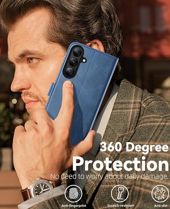 OCASE Compatible with Galaxy S25 Wallet Case, PU Leather Flip Folio Case with Card Holders RFID Blocking Kickstand [Shockproof TPU Inner Shell] Protective Phone Cover 6.2 Inch 2025, Light Blue