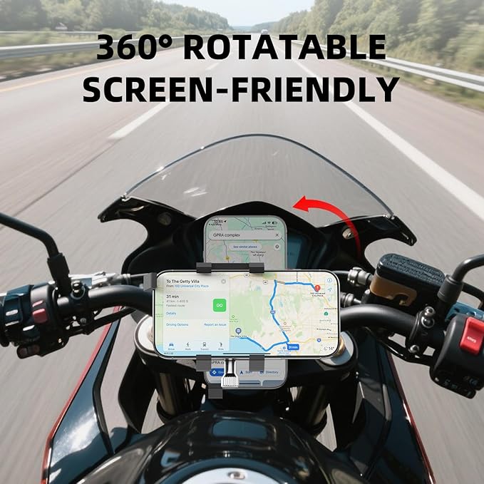 Bike Motorcycle Phone Mount,Aluminum Bike Phone Holder Handlebar [Anti-Shake],360° Bike Cell Holder for 4.7-7 Inch Smartphones Bike Motorcycle