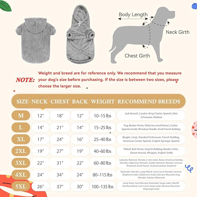 Dog Sweaters for Large Dogs,Dog Hoodie,Warm Fuzzy Fleece Sweatshirt with Hood & Pocket,Leash Hole,Cozy Cold Weather Pet Clothes Sweater Hoodie for Large Dogs(Grey,2XL)