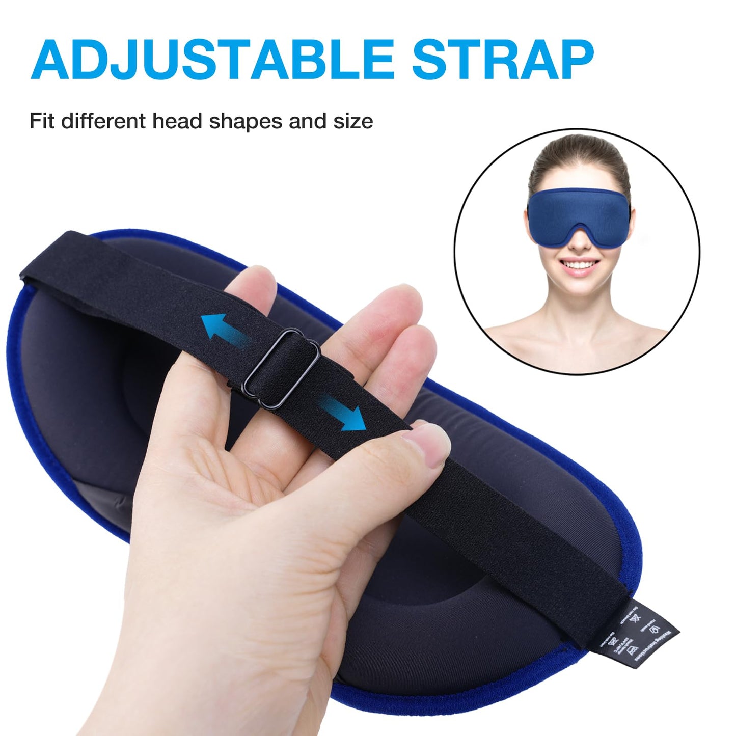 LYSIAN 3D Sleep Mask for Side Sleepers, Blackout Eye Mask with No Pressure on Eyes, Adjustable Comfortable Blindfold with 5 Pairs of Ear Plugs for Sleeping, Travel, Nap, Blue