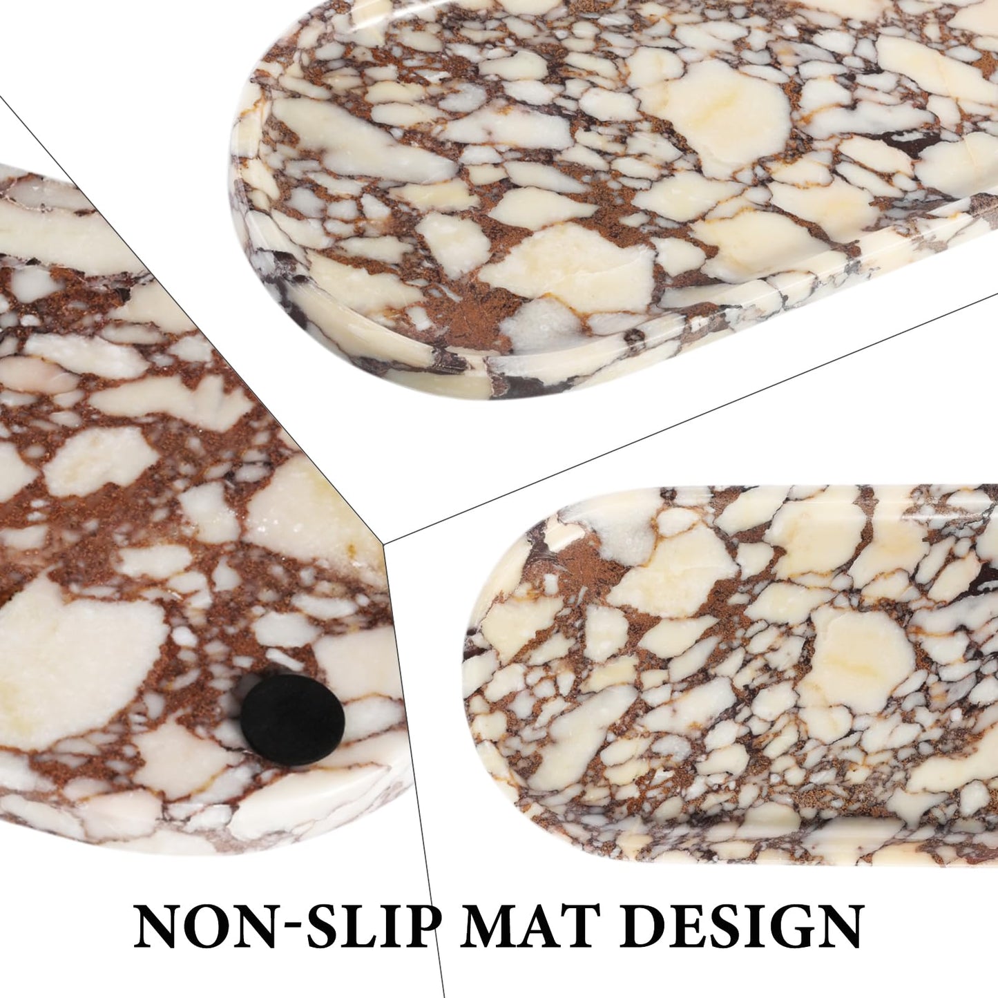 Koville Natural Decorative Marble Bathroom Tray, 12"x6" Calacatta Viola Marble Catchall Tray for Bathroom, Stone Perfume Trays Jewelry Dish, Stone Storage Trays for Home Decor（Textural Differences）