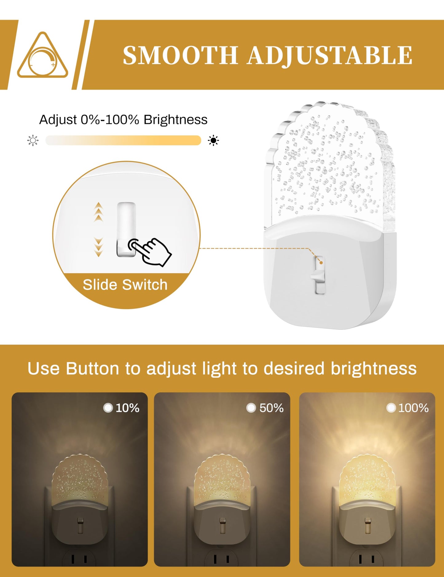 DORESshop LED Night Light, Baby Night Lights [2 Pack], Plug in Night Light with Auto Dusk to Dawn Sensor, Adjustable Brightness NightLight for Kids, Bathroom, Bedroom, Nursery Room, Soft White 3000k
