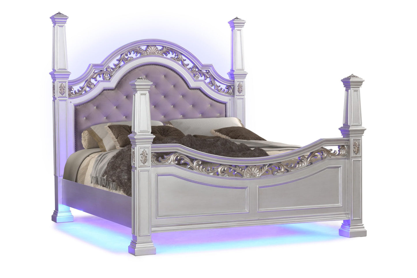 First of a Kind Valentina Silver Queen 4 Piece Bedroom Set