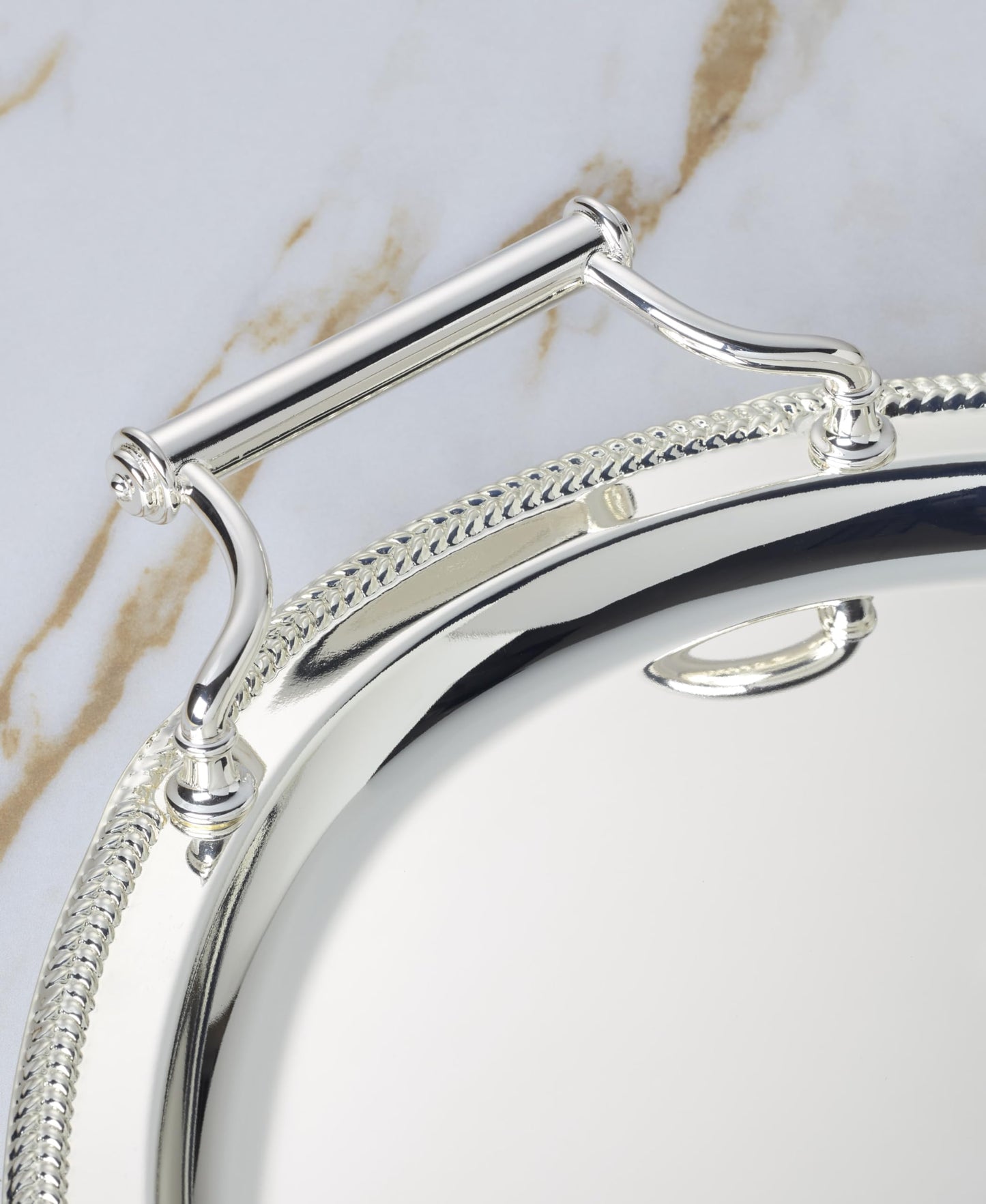 Reed and Barton Kitchen and Dining, Gallery Oval Silverplate Tray with Handles, Silverplated Material, Handwash, Serving Trays, Round Tray, Home & Kitchen Accessories (Silver, 1 Piece, 13x17 Inch)