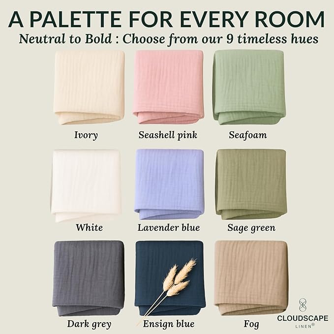 Cloud Scape Linen 8-Layer Muslin Blanket Queen Size - 100% Cotton, Soft and Breathable, Oversized Winter Blanket, Fits up to Full Size Bed, 92x92, Dark Grey