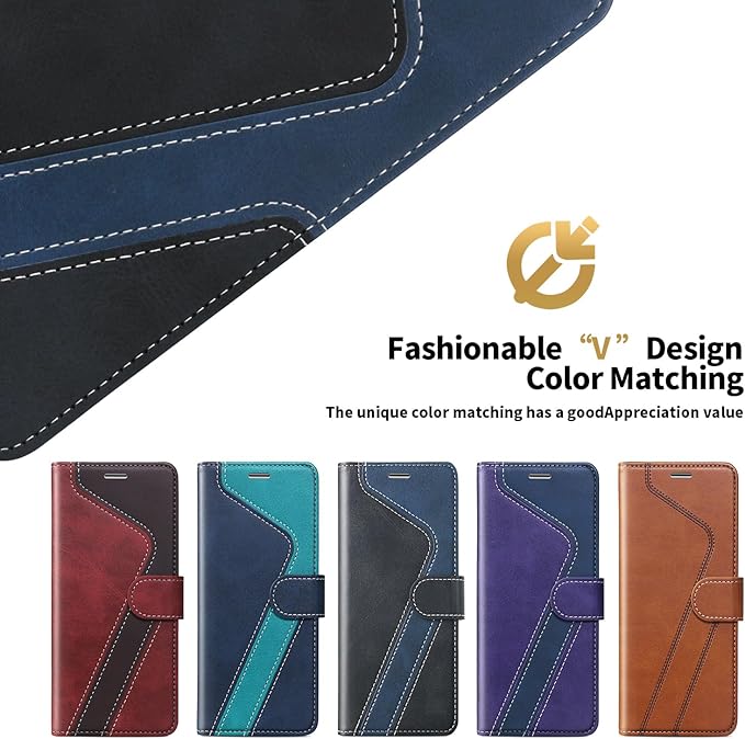CIVICASE for iPhone 16 Pro Max Wallet Case,PU Leather Flip Case RFID Blocking Credit Card Holder Folio Magnetic Stand TPU Shockproof Cover Compatible with iPhone 16 Pro Max, Black Blue