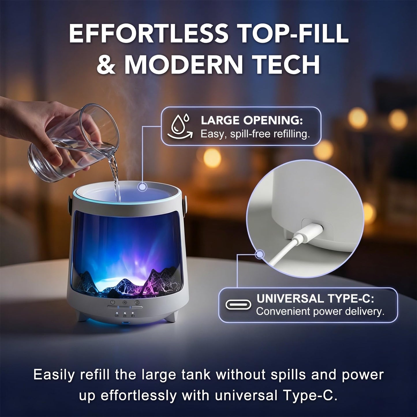 Essential Oil Diffuser, Jellyfish Aroma Diffuser Portable Aurora Flame Diffuser, 300ml Ultrasonic Cold Mist Humidifier, wimer and Auto-Off Function, Suitable for Home and Room (White)