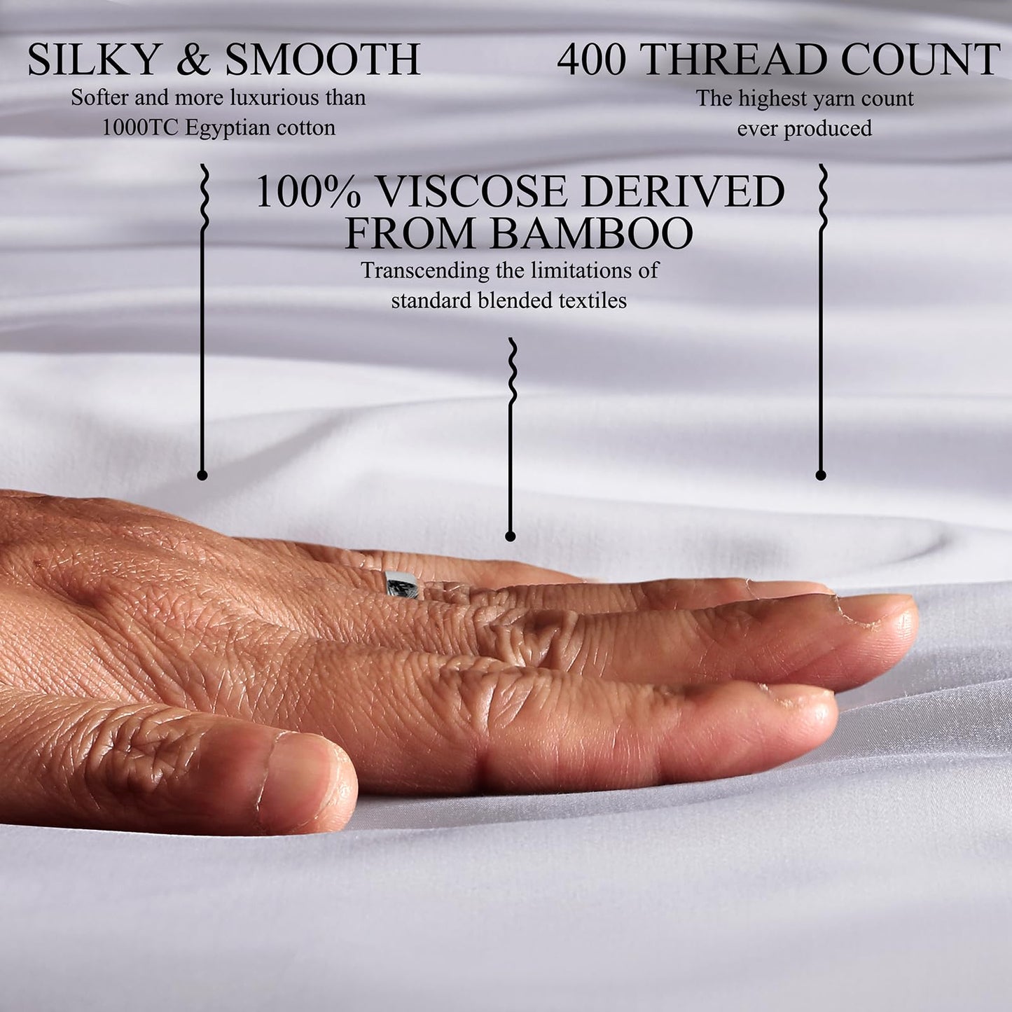 OnlySet 18-24 Inch Extra Deep Pocket King Sheet Set, 100% Viscose Derived from Bamboo Sheets King Size Bed Sheets, 4Pcs Soft Ivory Cooling Sheets for Hot Sleepers