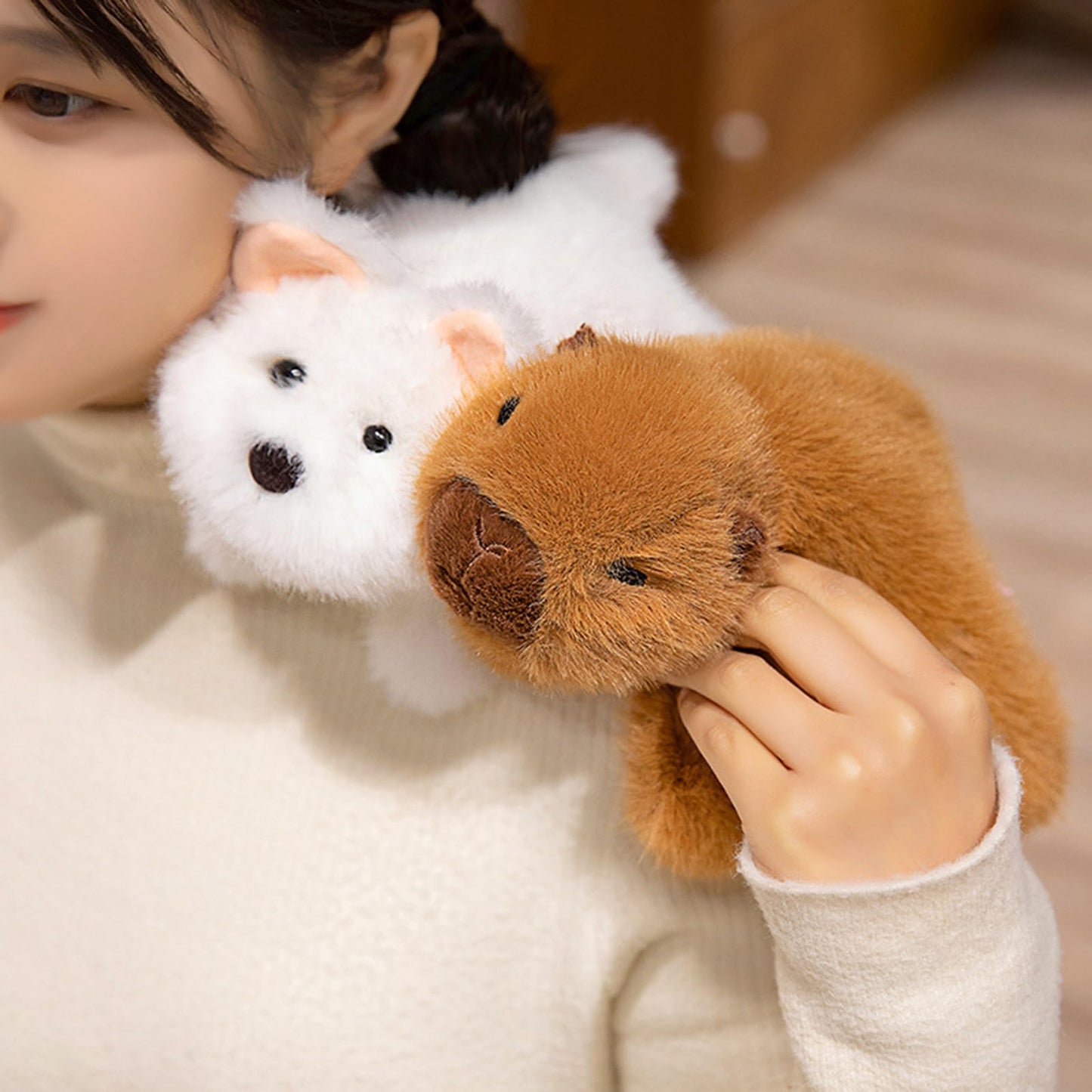 PEACH CAT Capybara Plush 7" Cute Capibara Stuffed Animals Soft Plushies Toys Gifts for Kids Brown