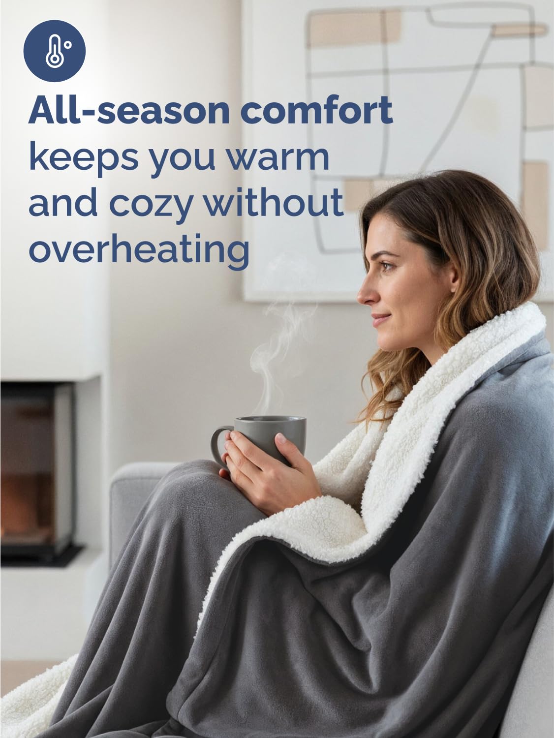 Sherpa Fleece Blanket Queen Size - Reversible Sherpa Fleece Queen Blanket - Super Soft Double Sided for Bed, Sofa, Couch - Thick, Warm, and Plush - Luxurious Bedding for Winter - Dark Grey, 90" x 90"