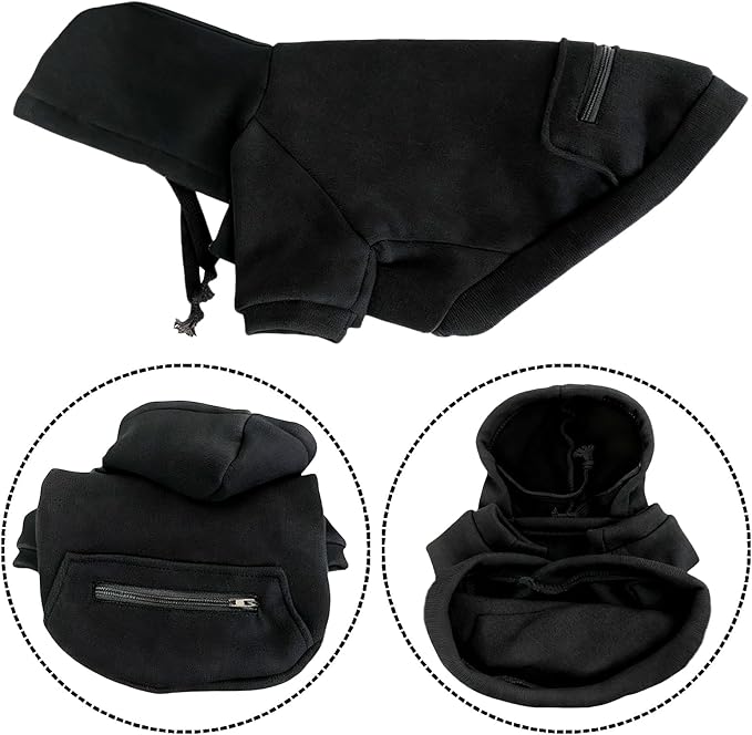 Jecikelon Pet Dog Cold Weather Coat with Pocket Winter Dog Hoodie Warm Puppy Clothes for Small Dogs Chihuahua Clothing (Medium, Y02-Black)