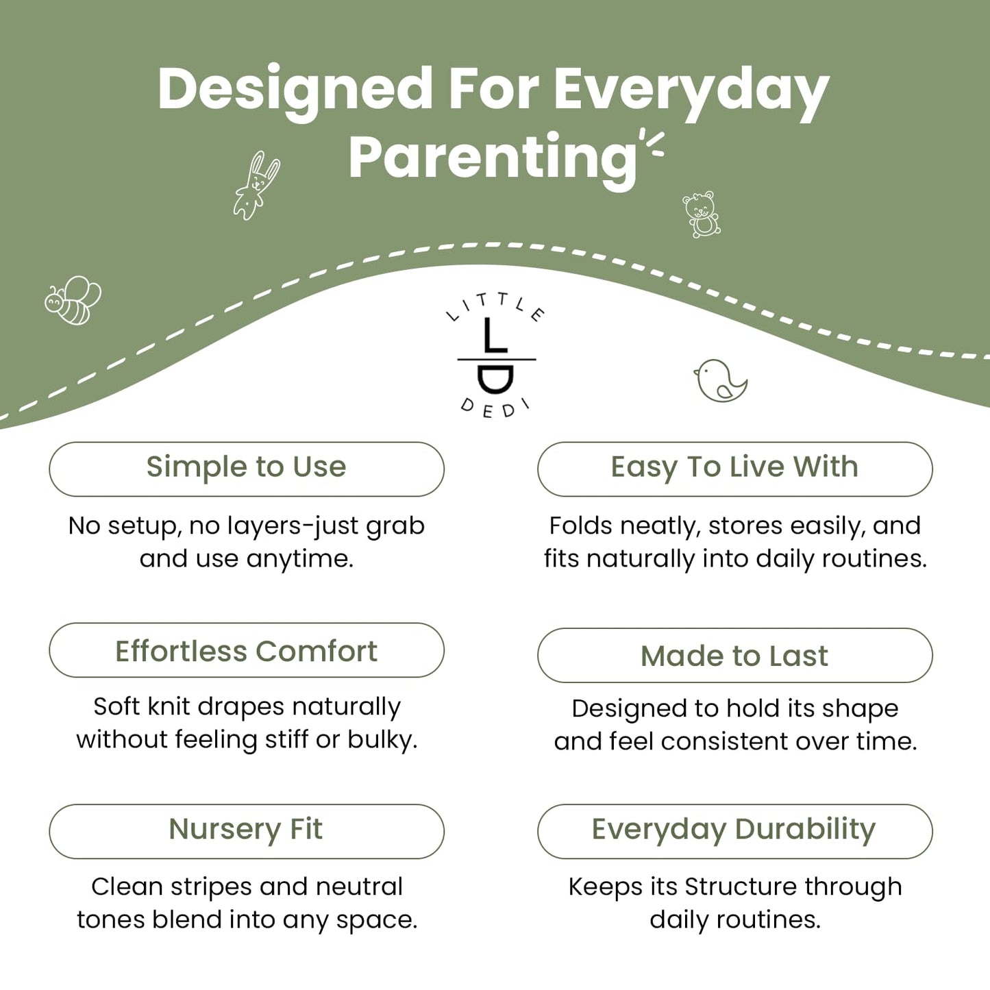 Little Dedi Amelia Organic Cotton Baby Blanket 30x40 in, Earth Ivory – GOTS Certified, Soft Knit for Crib & Stroller, Breathable Swaddle for Newborns, Machine Washable