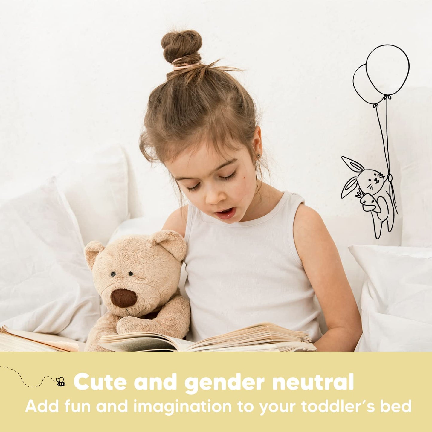 Toddler Pillow with Pillowcase - 13x18 My Little Dreamy Kids Travel Bed Pillows for Sleeping, Organic Cotton Small Pillowcase, Soft & Breathable, Machine Washable, Toddlers 2-5 years old (Soft White)