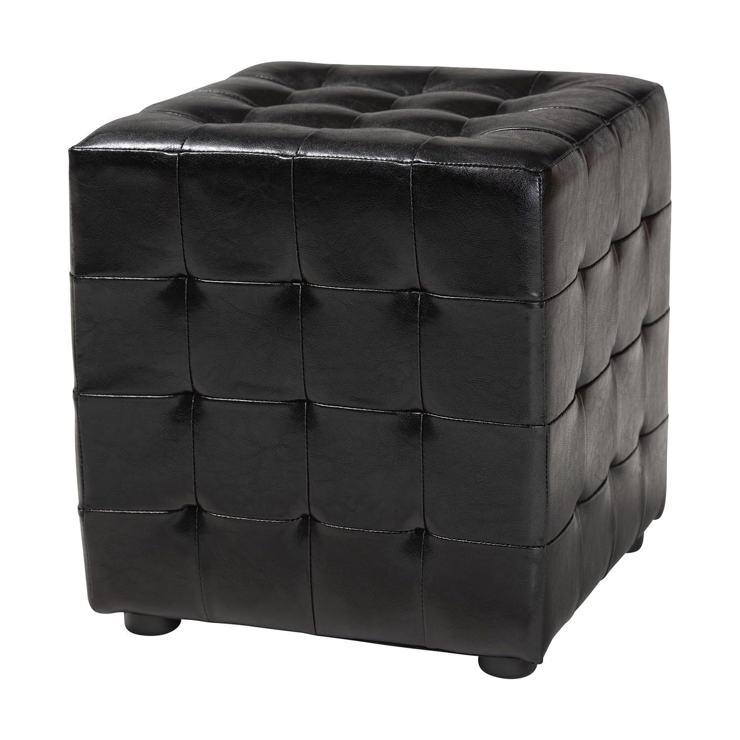 Baxton Studio Siskal Modern Cube Ottoman, Black, Set of 2