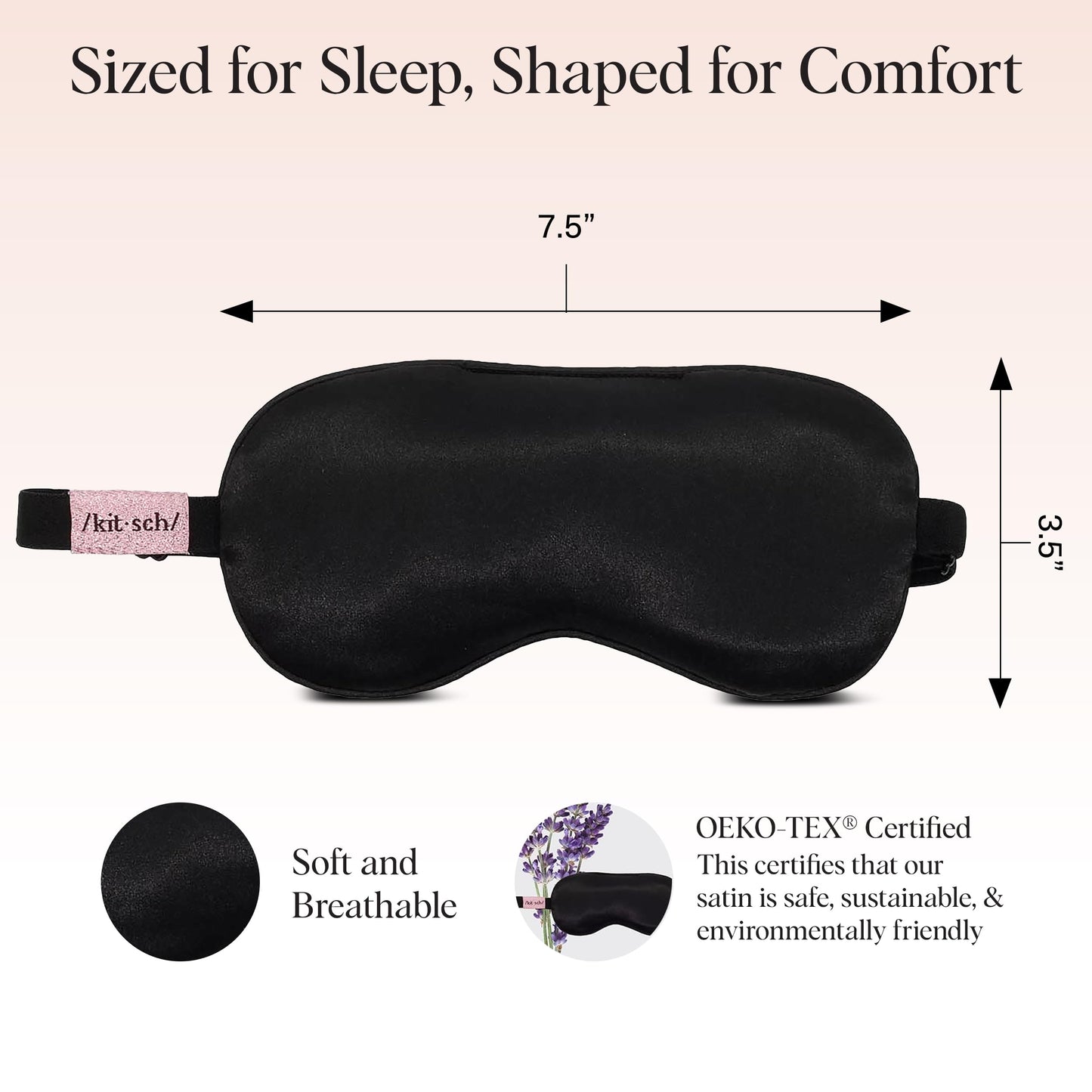 Kitsch Weighted Satin Sleep Mask - Weighted Eye Masks for Sleep and Travel - Lavender Ultra-Soft Sleeping Eye Mask for Women and Men - Light Blocking, Adjustable Strap, (4.1oz/116g)