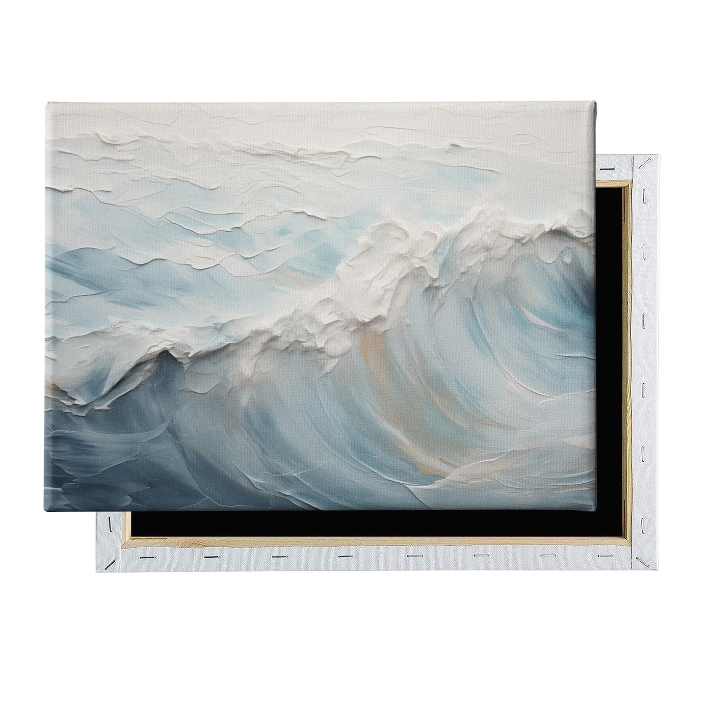 Neutral Ocean Wall Art Abstract Seascape Painting Trendy Beach Prints Ocean Landscape Pictures Wall Decor Blue and White Coastal Prints Abstract Wave Poster for Livingroom Bedroom 16x24in Framed