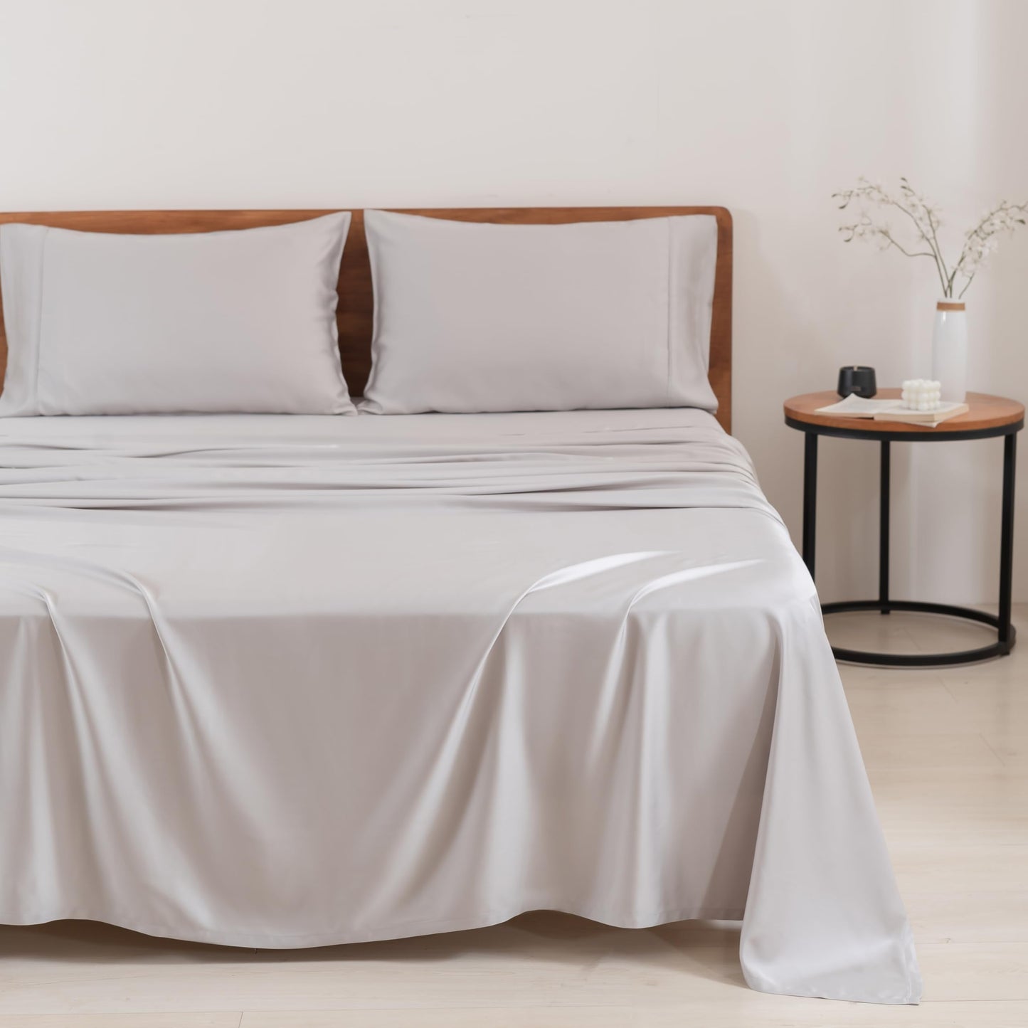 Softr King Gray Bed Sheet Set, Viscose from Bamboo, Ultra Soft, 16in